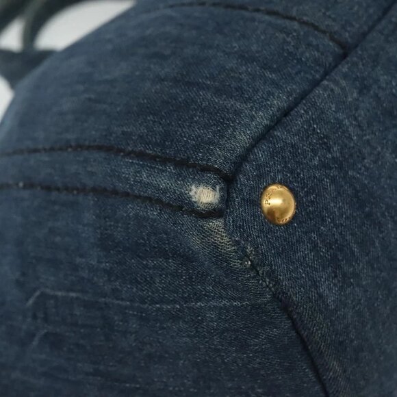 PRADA Canapa GM Hand Bag Denim Blue Gold Auth 139546 - Picture 11 of 16